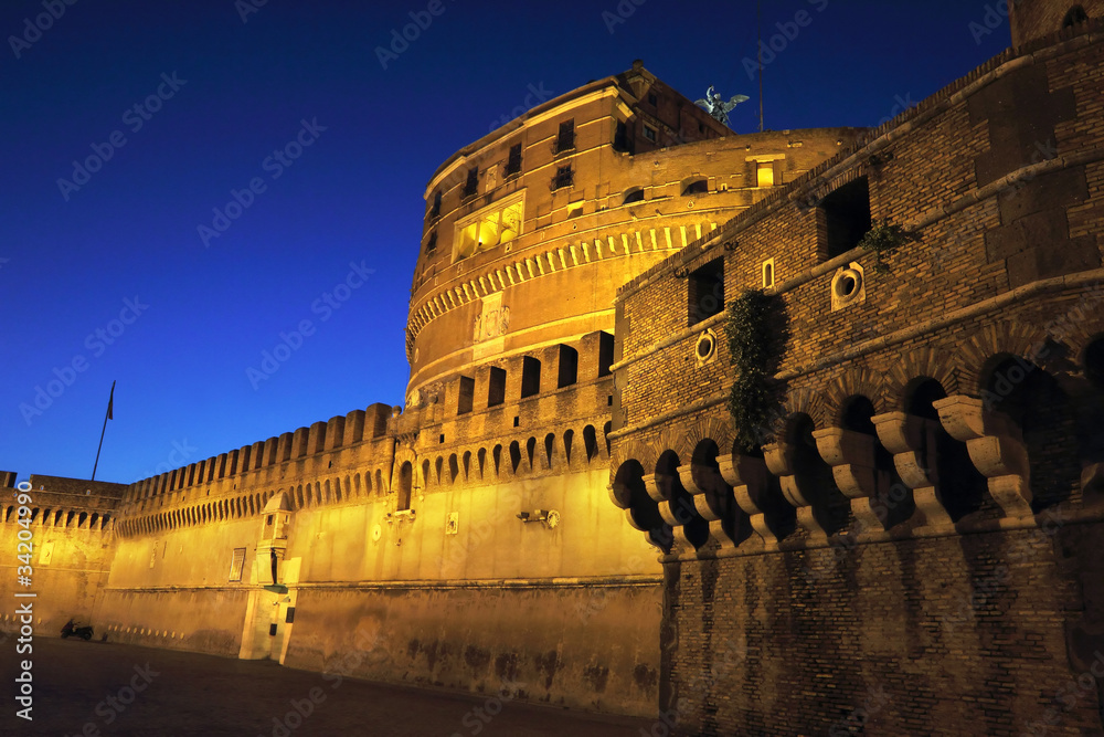 Castel Sant'Angelo in Rome, Italy, by night