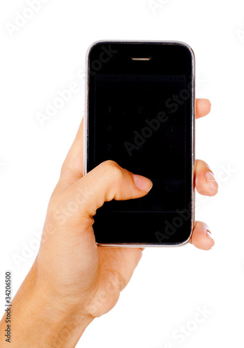 Woman hand holding mobile phone