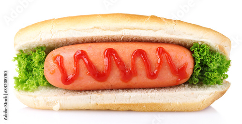 фотографія tasty hot dog isolated on white