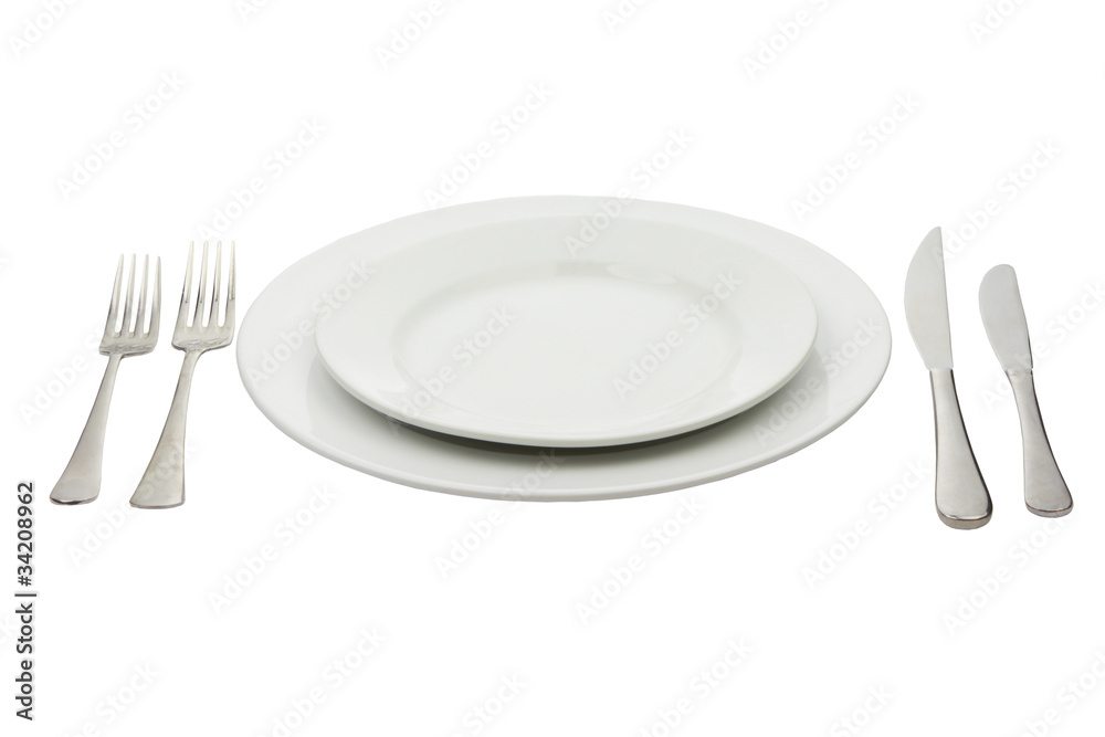 Place setting with high-gloss plate, knife & fork Place setting with high-gloss plate, knife & fork