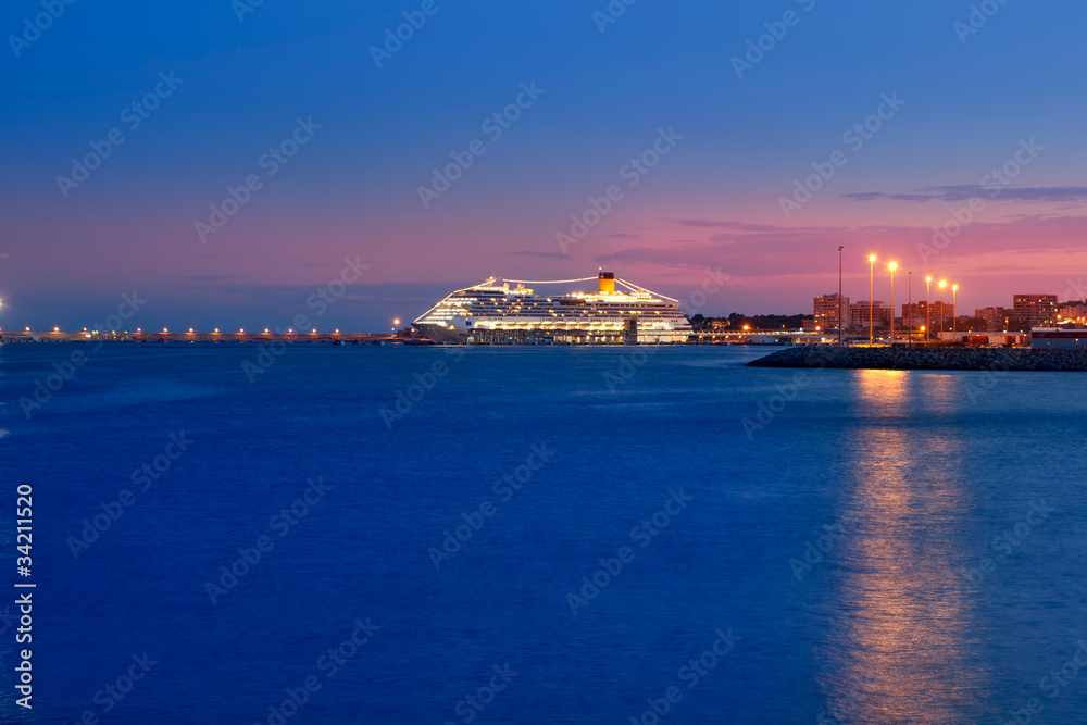 Majorca port with night glowing light in cruise