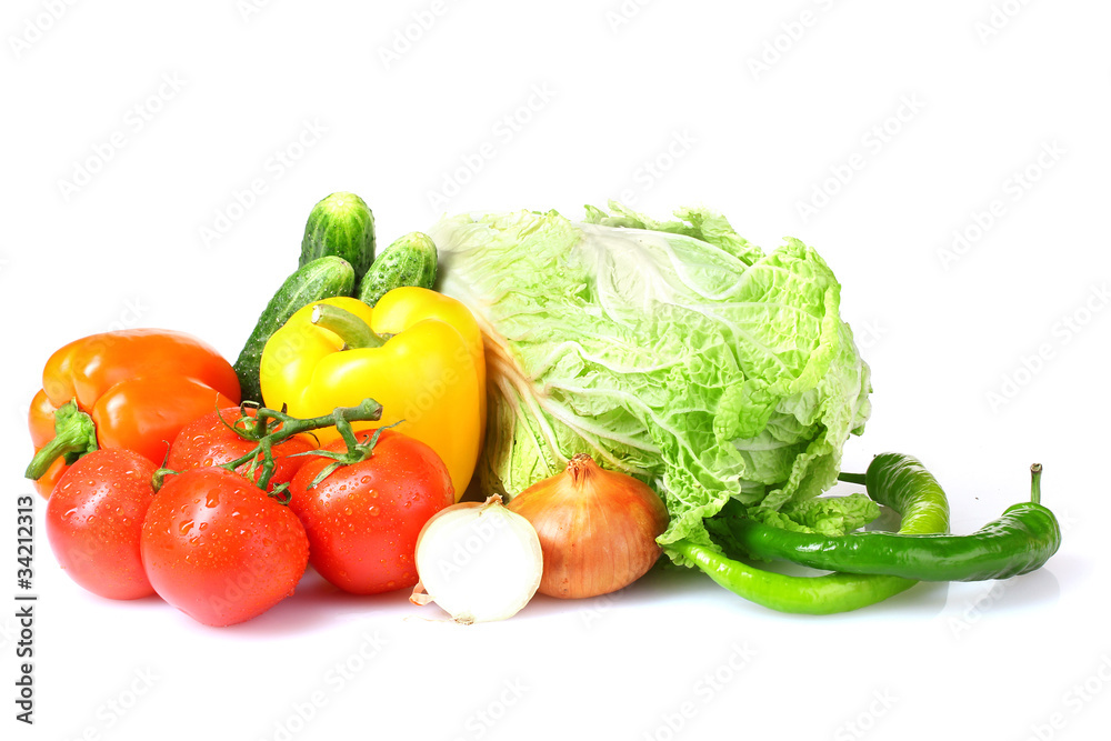 beautiful vegetables isolated on white