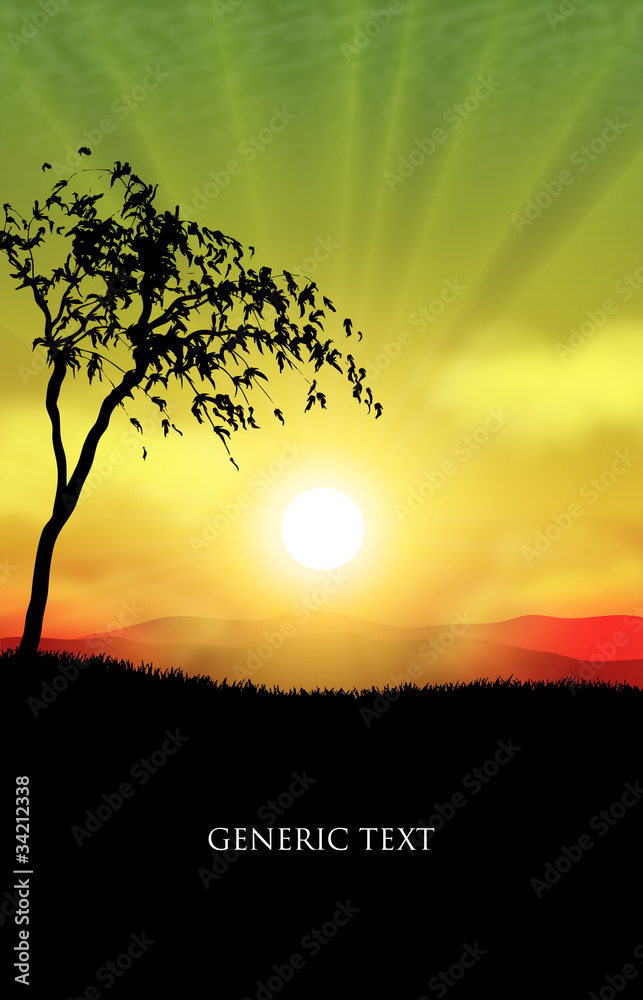 Vector Landscape with Tree