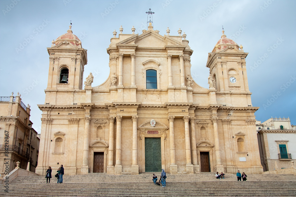 View of Noto baroque town, in Sicily (Italy).