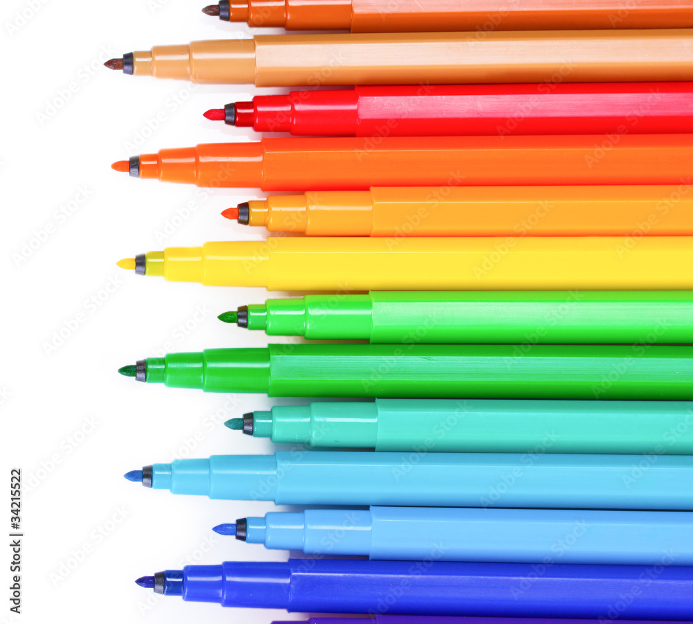 bright markers isolated on white bright markers isolated on white