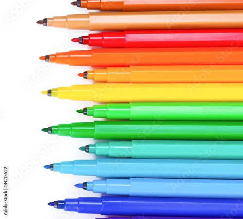 bright markers isolated on white