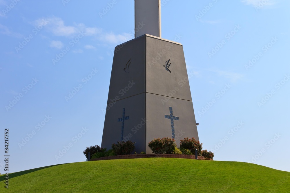 Base of giant cross in Edmond Oklahoma