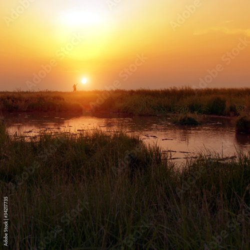 Sunset in the steppe