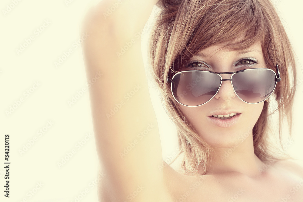 Woman in sun glasses. Fashion summer portrait Woman in sun glasses. Fashion summer portrait