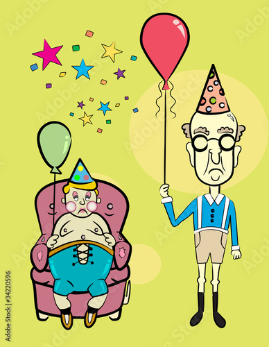 Old man and young boy at party.....Vector / Clip Art