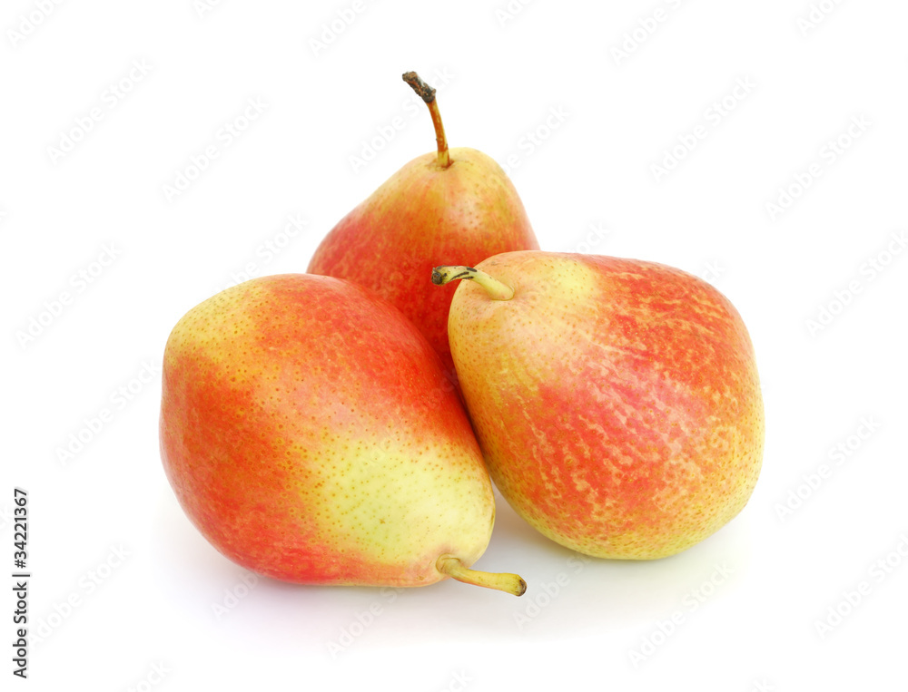 Three red pears isolated on white background Three red pears isolated on white background