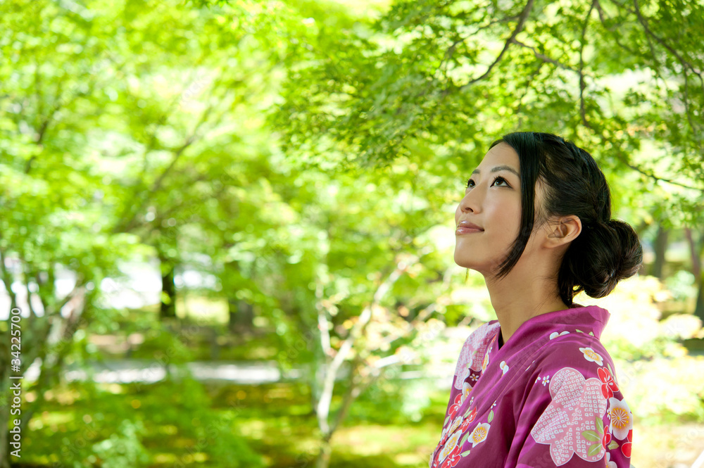 a portrait of japanese kimono woman a portrait of japanese kimono woman