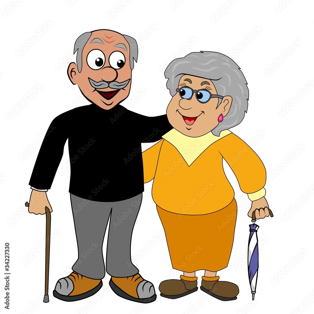 Senioren beim Spaziergang Stock-Illustration | Adobe Stock