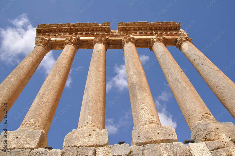 Fototapeta premium Jupiter's temple ancient Roman columns, Baalbek, Lebanon