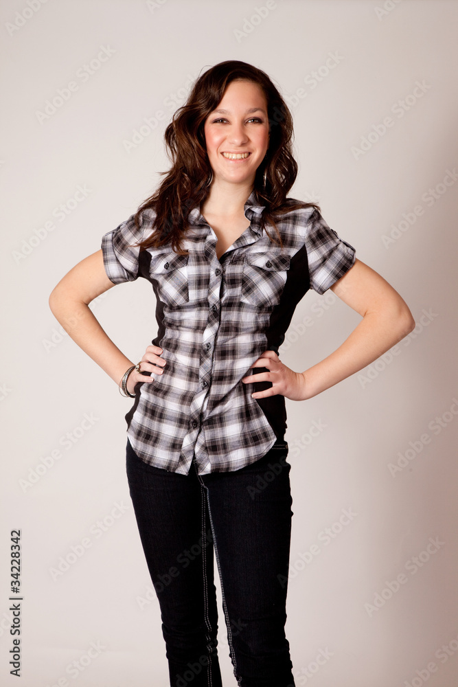 brunette girl smiling at the camera