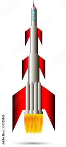 Starting rocket on white background