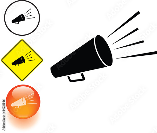 bullhorn or megaphone symbol sign and button