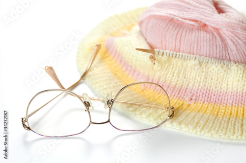 編み物とメガネ
