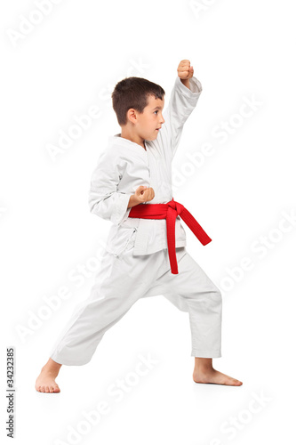 Full length portrait of a karate kid posing