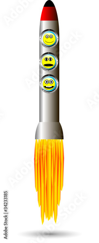 Starting rocket on white background