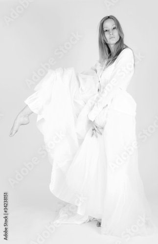 Monochrome shot of ballet dancer