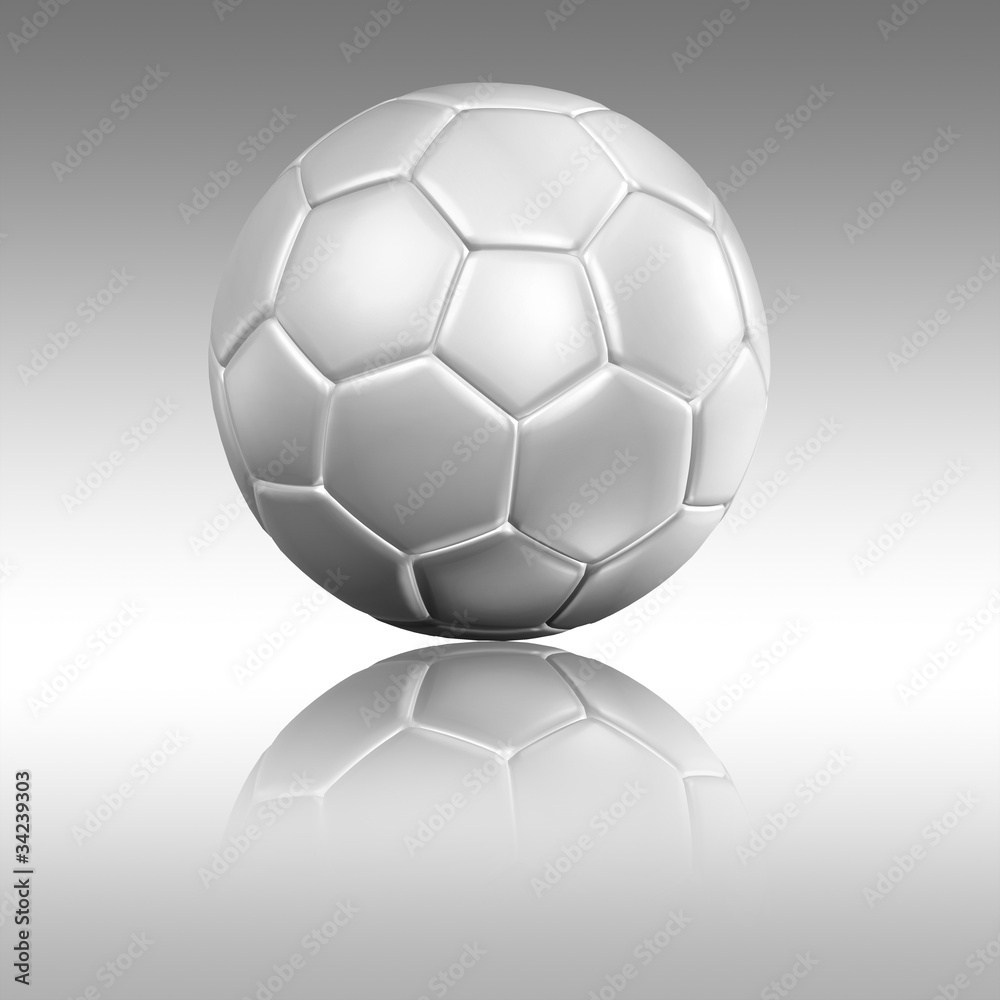 Fototapeta premium soccer football with reflection on gray background