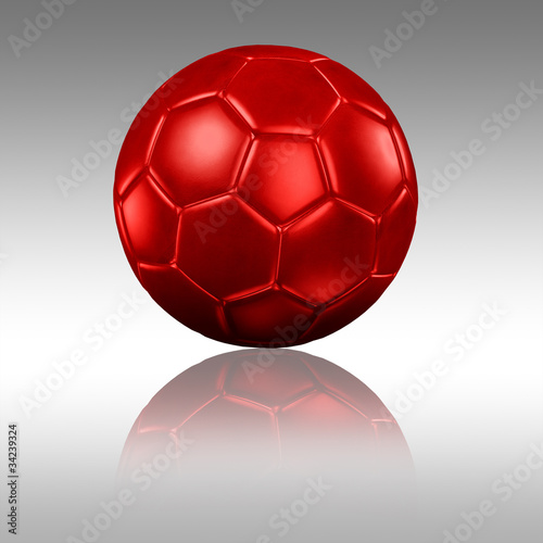 soccer football with reflection on gray background