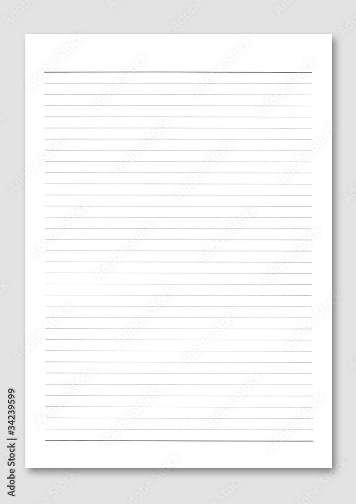 Notebook paper on white background. Notebook paper on white background.