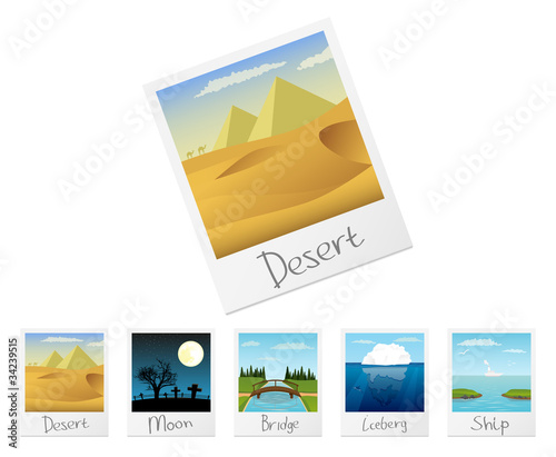 Photo frames with nature landscapes. Set 3. Vector.