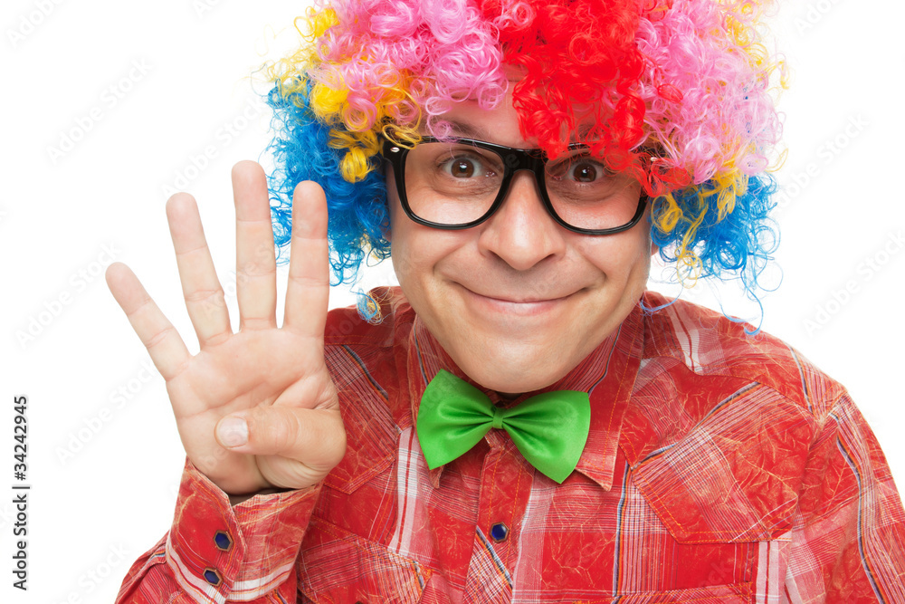 Man with party wig Man with party wig
