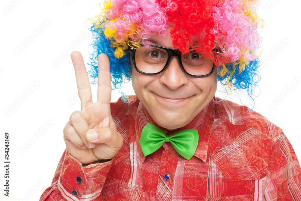 Man with party wig Man with party wig