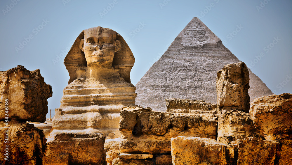 HDR Image The Sphinx and Pyramid of Khafre