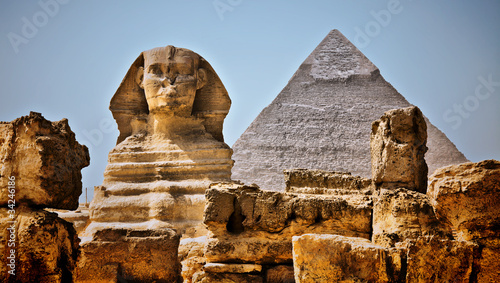 Obraz na płótnie HDR Image The Sphinx and Pyramid of Khafre w salonie