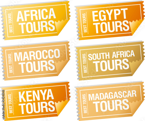 Best tours stickers in form of tickets.