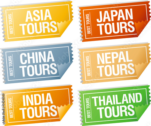 Best tours stickers in form of tickets.
