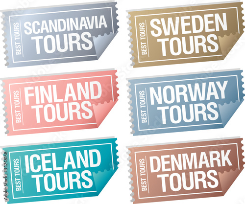 Best tours stickers in form of tickets.