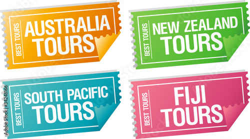 Best tours stickers in form of tickets.