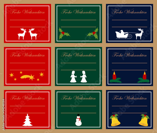 Weihnachtskärtchen Weihnachtsetiketten Aufkleber Set