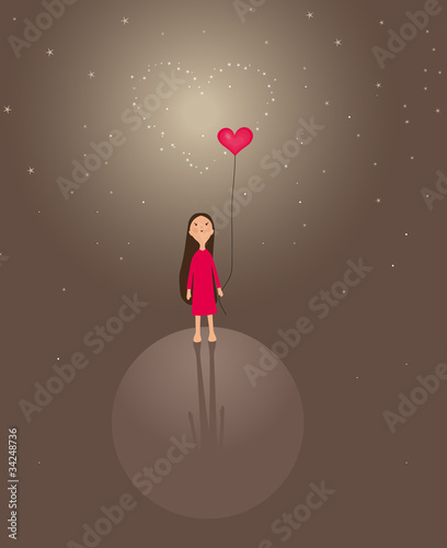 little girl and heart