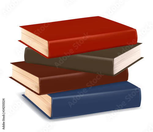 Stack of colorful books on white background. Vector.