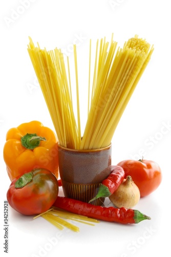 spaghetti pasta and vegetable