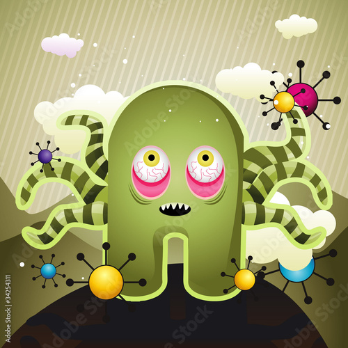 caricatura de pulpo en vector