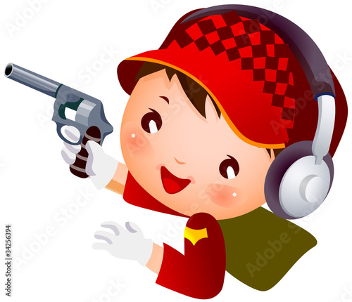 Boy shooting pistol