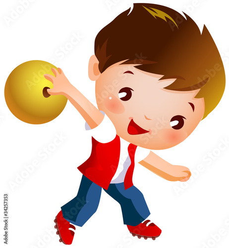 Boy holding bowling ball