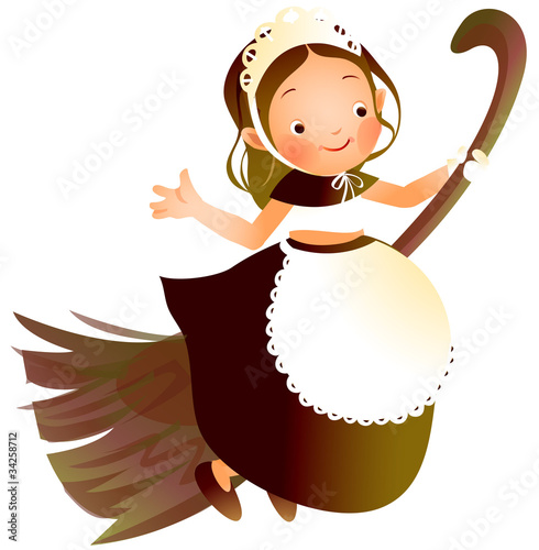 Girl flying on a broom