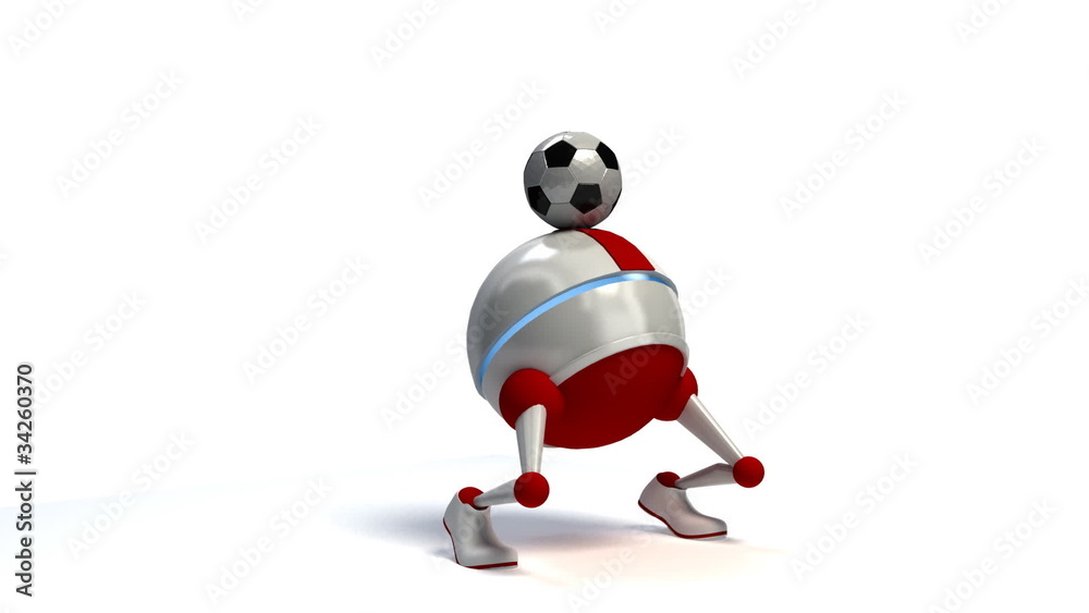 Robot playing soccer isolated on white background Robot playing soccer isolated on white background