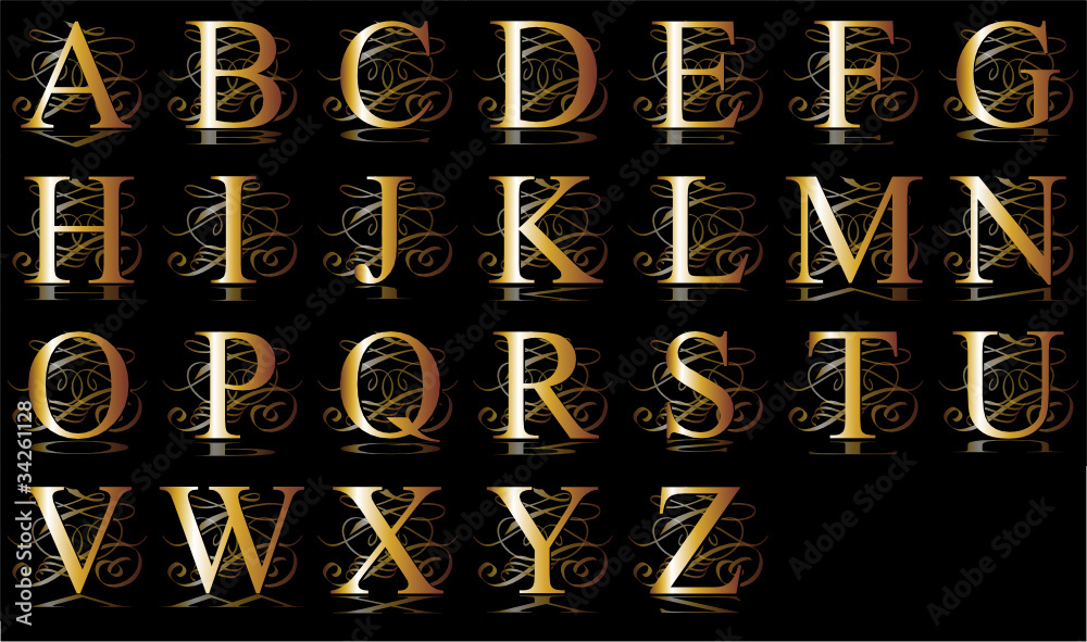 initial, gold, A-Z