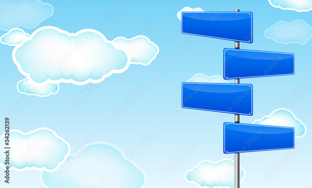 blue blank road sign with cloud blue blank road sign with cloud