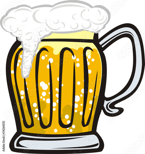 a mug of golden beer with foam