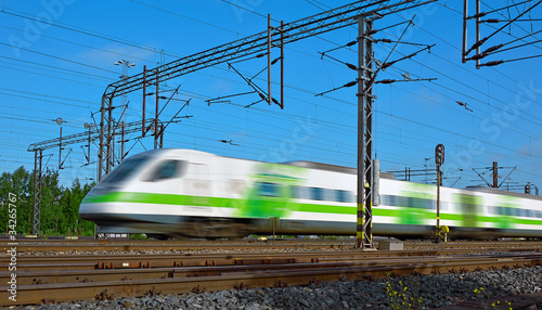 Fast train with motion blur